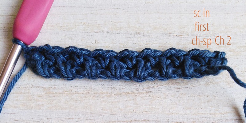 Crochet Moss Stitch Pattern - Row 2- Moara Crochet