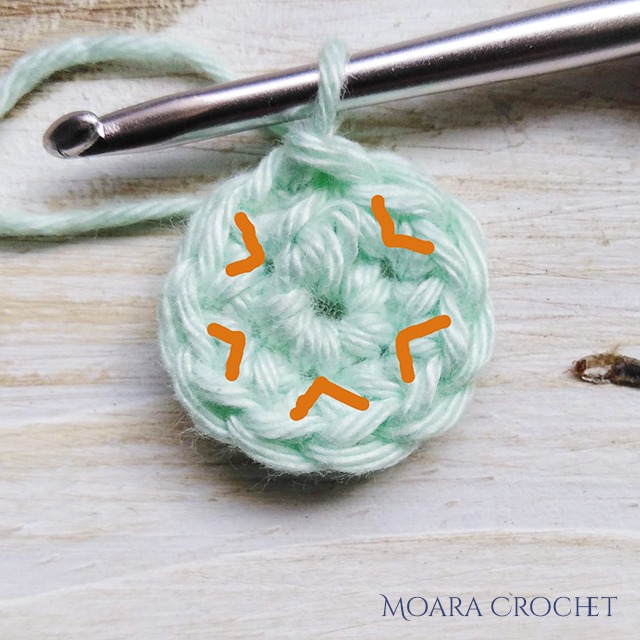 Crochet Daisy Receptacle - Row 2 - Moara Crochet