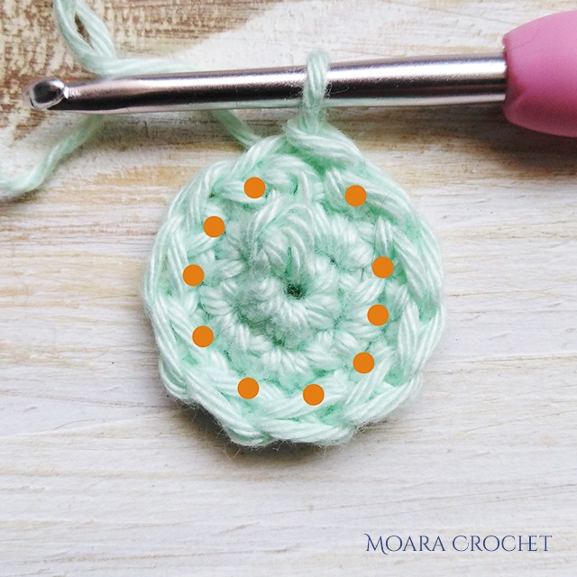 Crochet Daisy Receptacle - Row 3 - Moara Crochet