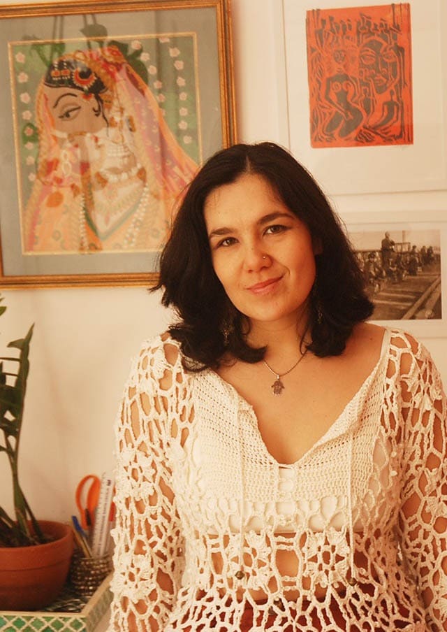 Roseanna Murray designer of Moara Crochet in studio