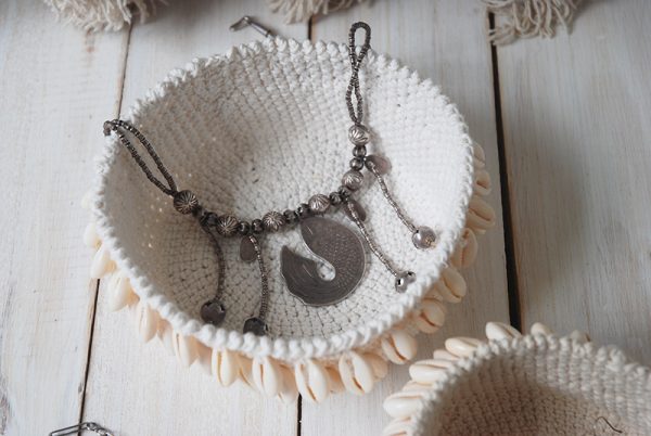 Bohemain Basket by crochet artist Roseanna Murray of Moara Crochet
