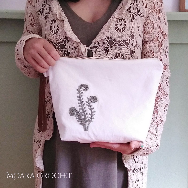 Crochet Fern Leaf Project Bag Pattern - Moara Crochet