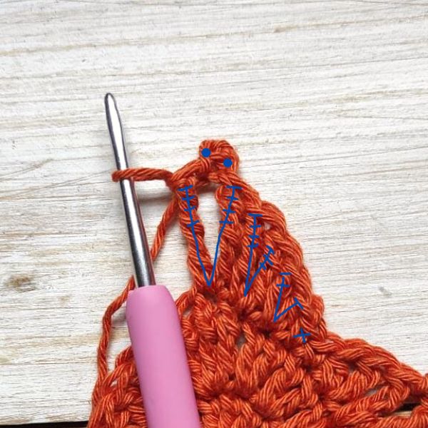 Row 3d - Crochet Maple Leaf