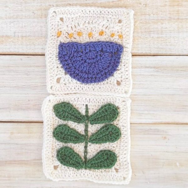 Modern Crochet Granny Square Flower - Cup Flower Moara Crochet