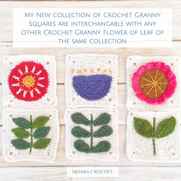 Scandi Modern Crochet Granny Square Flower - Cup Flower - Moara Crochet