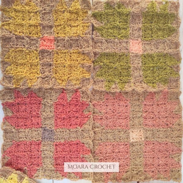 Crochet Patchwork Quilt design Bear Paw Moara Crochet