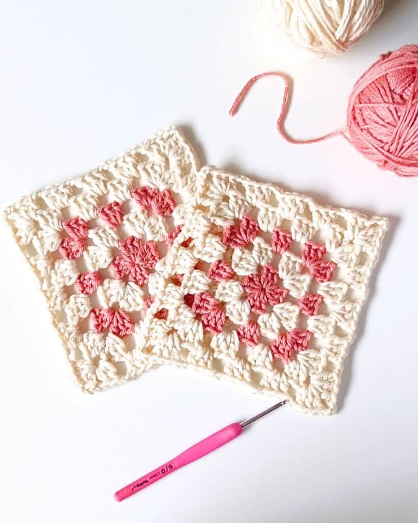 crochet granny square no visible join line offset rows technique